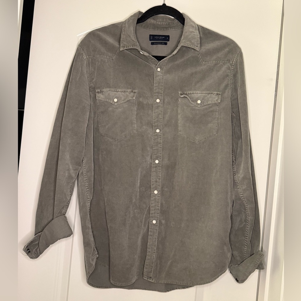 Lucky Brand corduroy overshirt men’s gray medium NWOT